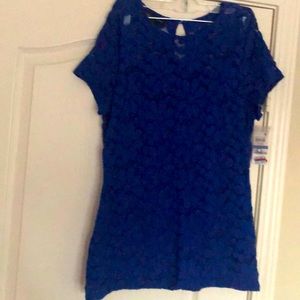 NWT Blue lace top by INC XL fits like L